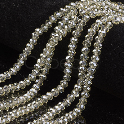 Electroplate Transparent Glass Beads Strands EGLA-A034-T6mm-Y-1