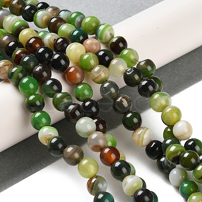 Natural Striped Agate/Banded Agate Beads Strands G-Z060-A01-A04-1