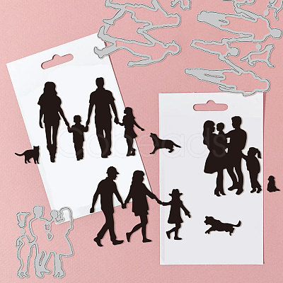 Family Theme Carbon Steel Cutting Dies Stencils DIY-WH0309-1516-1