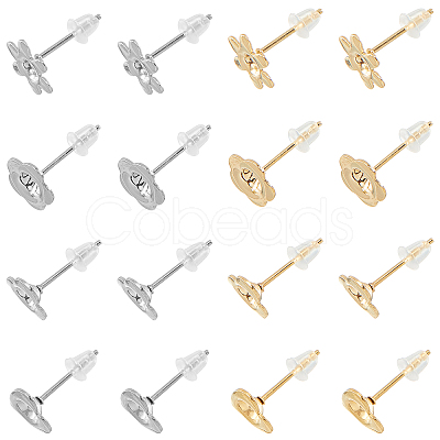 DICOSMETIC 80Pcs 8 Style 304 Stainless Steel Stud Earring Settings STAS-DC0009-37-1