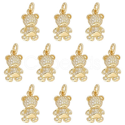 SUNNYCLUE Brass Micro Pave Clear Cubic Zirconia Pendants ZIRC-SC0001-25-1