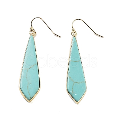 Synthetic Turquoise Dangle Earrings EJEW-P145-03G-1