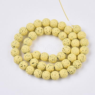 Spray Painted Natural Lava Rock Beads Strands G-N0324-B-09-1