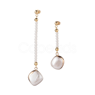 Shell Pearl Stud Earrings EJEW-TA00043-1