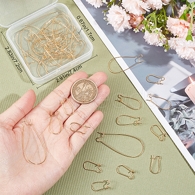 Beebeecraft 40Pcs 4 Styles Brass Hoop Earring Findings FIND-BBC0003-29-1