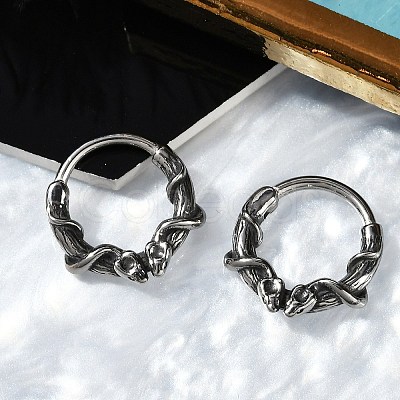 Snake 316 Surgical Stainless Steel Hoop Earrings EJEW-G416-20AS-1