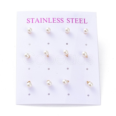 Plastic Imitation Pearl Stud Earrings STAS-D0001-03-G-B-1