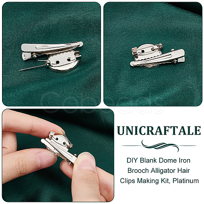 Unicraftale DIY Blank Dome Iron Brooch Alligator Hair Clips Making Kit DIY-UN0005-86B-1