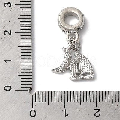 Rack Plating Alloy Rhinestone European Dangle Charms PALLOY-S189-13P-1