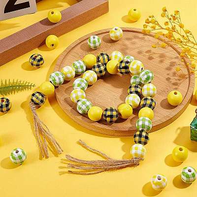 Painted Natural Wood Beads WOOD-SZ0001-09-1