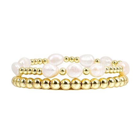 Temperament Magnet Gold Elastic Bracelet Baroque Imitation Pearl Multi layered Layered Bracelet Small and Popular Bracelet BK8855-3-1