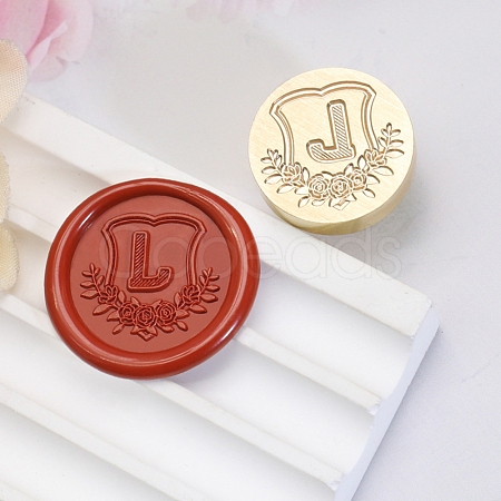 Golden Tone Round Wax Seal Brass Stamp Heads AJEW-Z034-02G-L-1