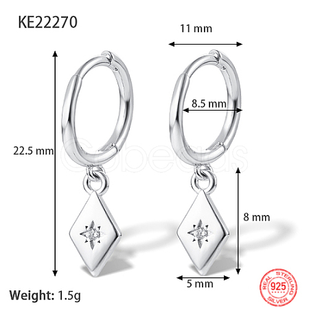 Anti-Tarnish Rhodium Plated Platinum 925 Sterling Silver Dangle Hoop Earrings for Women GN7396-3-1