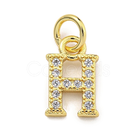 Initial Letter Brass with Cubic Zirconia Charms KK-Q814-26H-G-1