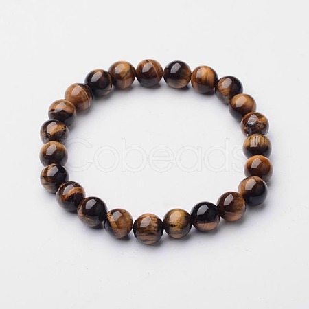Round Gemstones Stretch Bracelets BJEW-O118-03-A-1
