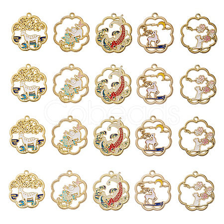 Golden Plated Alloy Enamel Pendants ENAM-CJ0001-62-1