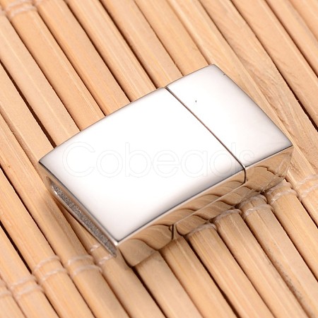 Smooth Surface 304 Stainless Steel Rectangle Magnetic Clasps with Glue-in Ends STAS-I045-05B-1