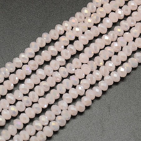 1 Strand Electroplate Opaque Solid Color Crystal Glass Rondelle Beads Strands X-EGLA-F048A-02AB-1