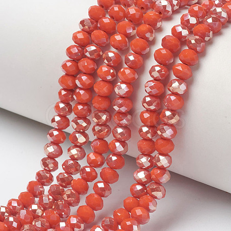 Electroplate Opaque Solid Color Glass Beads Strands EGLA-A034-P4mm-K08-1