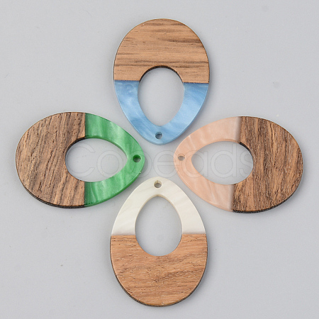 Opaque Resin & Walnut Wood Pendants RESI-S389-014A-C-1