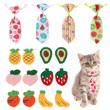 CHGCRAFT Fruit Theme Polyester Pet Ties & Crochet Appliques Sets AJEW-CA0003-85-1