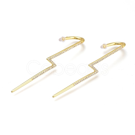 Brass Micro Pave Cubic Zirconia Ear Wrap Crawler Hook Earrings EJEW-O097-04G-01-1