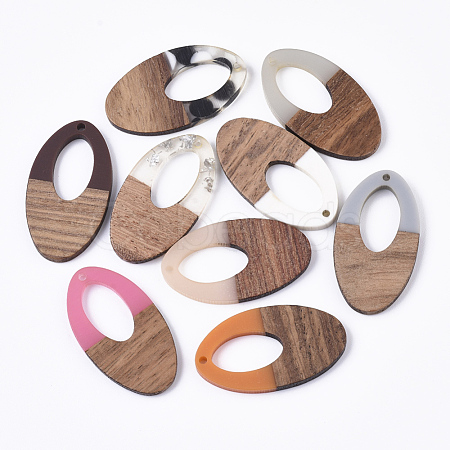 Resin & Walnut Wood Pendants X-RESI-T023-08-1