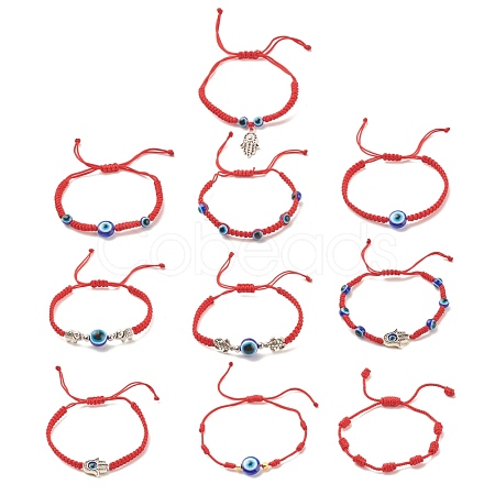 10Pcs 10 Style Resin Evil Eye Braided Bead Bracelets Set BJEW-JB08339-1