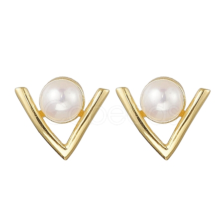 Natural Pearl Stud Earrings EJEW-P286-47G-1