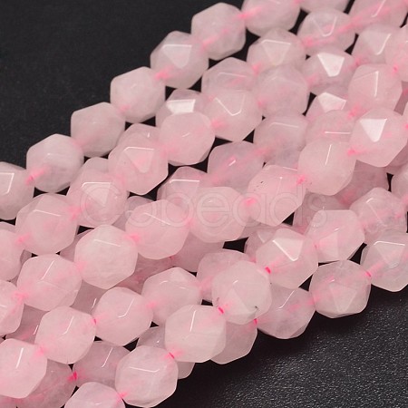 Faceted Natural Rose Quartz Beads Strands G-K066-10-8mm-1