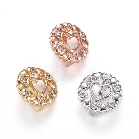 Brass Micro Pave Cubic Zirconia Slide Charms ZIRC-F094-37-RS-1