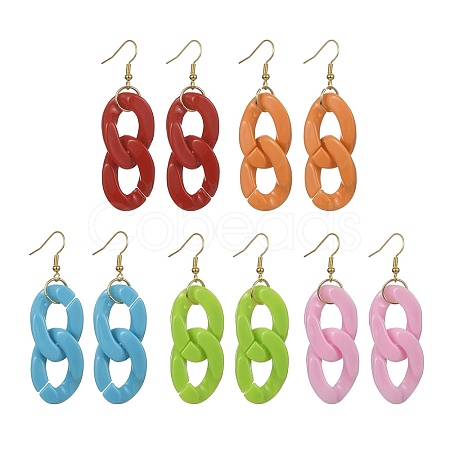 Acrylic Curb Chains Shape Dangle Earrings EJEW-JE05571-1