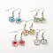 Glass Earrings, with Tibetan Style Beads and Brass Earring Hooks, Mixed Color, 37mm