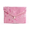 Cloth Embroidery Flower Jewelry Storage Pouches Envelope Bags, for Bracelets, Necklaces, Rectangle, Pearl Pink, 8x10cm