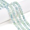 Dyed Natural White Jade Beads Strands, Two Tone, Round, Light Cyan, 6x6mm, Hole: 0.9mm, about 61~65pcs/strand, 14.65~15.2''(37.2~38cm)