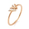 304 Stainless Steel Letter W Finger Ring for Women, with Cubic Zirconia, Rose Gold, US Size 6~9(16.5~18.9mm)