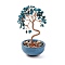 Natural Apatite Chips Tree Decorations, Ceramic Bowl Base Copper Wire Feng Shui Energy Stone Gift for Home Desktop Decoration, 60~65x120~130mm