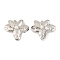 Flower Iron Stud Earrings, with Alloy Pin and Imitation Pearl, Platinum, 70x80mm