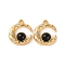 Alloy Crystal Rhinestone Pendants, Moon Charms, Black, 17x16x4mm, Hole: 1.6mm