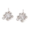 Brass Stud Earring Findings, Flower with Loop, Platinum, 12x9.5mm, Hole: 1.2mm, Pin: 0.8mm