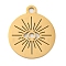 Ion Plating(IP) 304 Stainless Steel Pendants, Laser Cut, Golden, Flat Round Charm, Eye, 25x21x1mm, Hole: 3mm