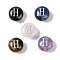 Natural Mixed Gemstone Beads, Flat Round with Letter, Letter H, 8.5~9x5~5.5mm, Hole: 1.2mm