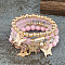 Boho Style Wood Beaded Stretch Bracelet Sets for Women, with Acrylic and Alloy Finding , Pearl Pink, No Size 