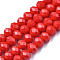 Opaque Solid Color Imitation Jade Glass Beads Strands, Faceted, Rondelle, Red, 4x3mm, Hole: 0.4mm, about 113~115pcs/strand, 41~41.5cm