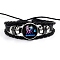 Constellation PU Leather & Glass Triple Layer Multi-strand Bracelets, Braided Adjustable Bracelets, Gemini, 7-1/8 inch(18cm)