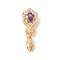 Golden Brass Micro Pave Clear Cubic Zirconia Ice Pick Pinch Bails, with Glass, Flower, Purple, 21x8x7mm, Hole: 3.5x3mm, Pin: 0.8mm