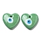 Handmade Evil Eye Lampwork Pendants, Heart Charms, Medium Sea Green, 34.5~35x35~35.5x6.5~8mm, Hole: 3mm