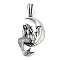 304 Stainless Steel Big Pendants, Moon with Mermaid Charm, Antique Silver, 50x25x4.8mm, Hole: 7.2x4.8mm