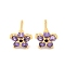 Brass Micro Pave Cubic Zirconia Stud Earrings for Women, Lead Free & Cadmium Free, Star, Purple, Real 18K Gold Plated, 8x8.5mm