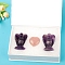 Natural Amethyst Carved Healing Angel & Rose Quartz Heart Set Figurines, Reiki Energy Stone Display Decorations, 27x39mm, 3pcs/set